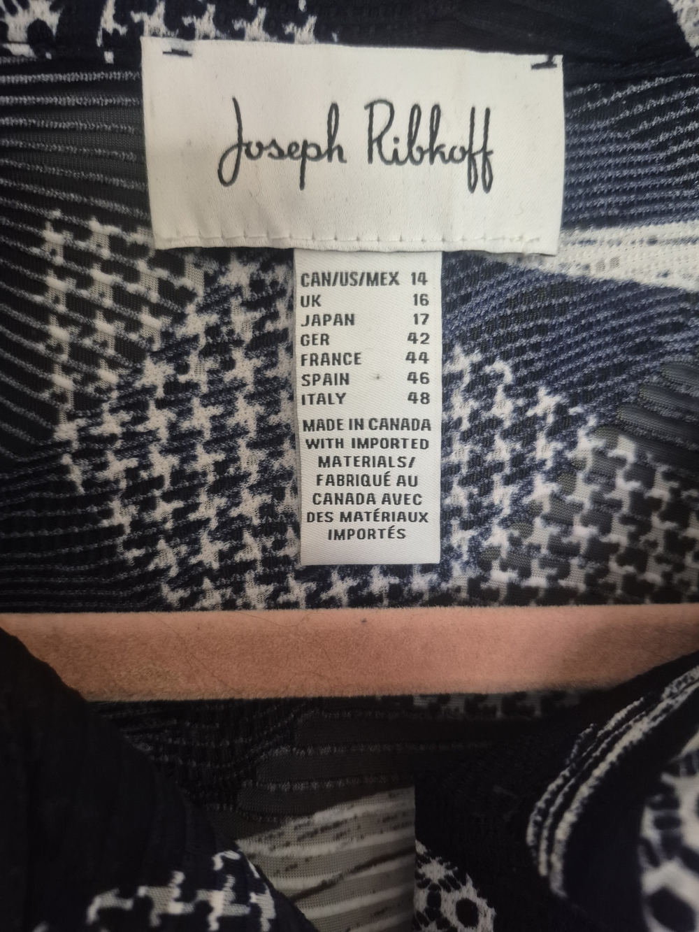 Joseph Ribkoff Navy White Abstract Button Down Blouse 14 - Picture 4 of 6